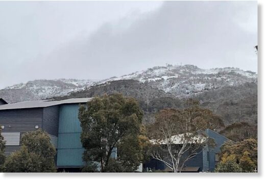Snow seen from Thredbo Village on Wednesday morning. Snow seen from Thredbo Village on Wednesday morning.