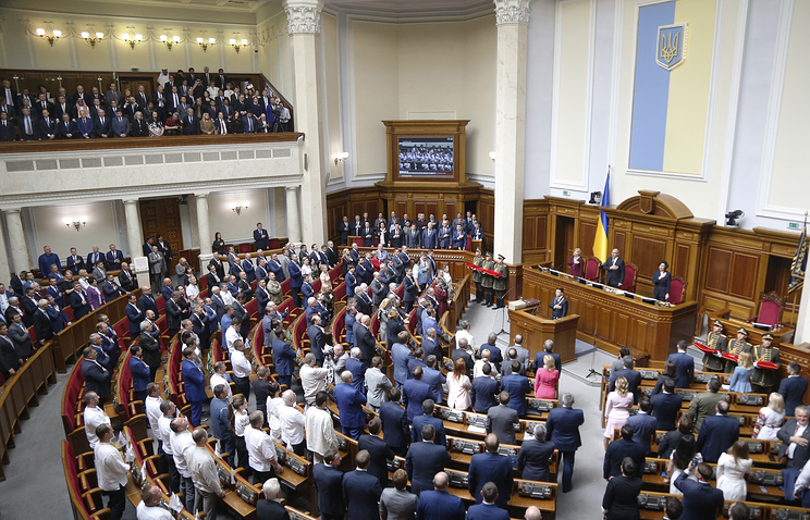 Ukrainian President Volodymyr Zelenskiy is seen during his inauguration ceremony in Kiev
