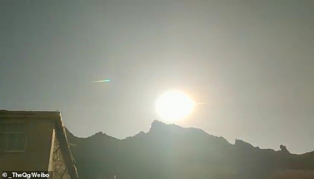 The giant fireball was spotted flashing across the sky over Nangqian in China this morning