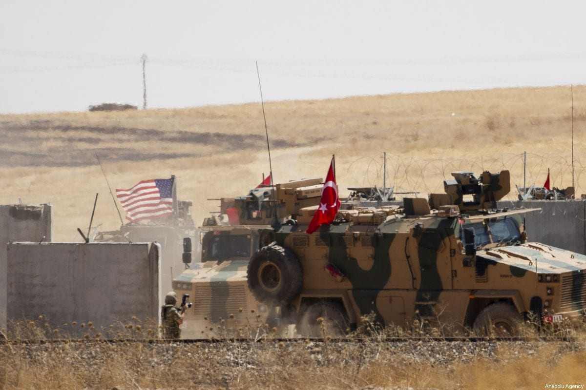 A photo taken from Turkey's Sanliurfa province shows the armoured vehicles as Turkey, US start first joint ground patrols as part of efforts to establish safe zone east of Euphrates in Syria on September 08, 2019 [Emin Sansar / Anadolu Agency]