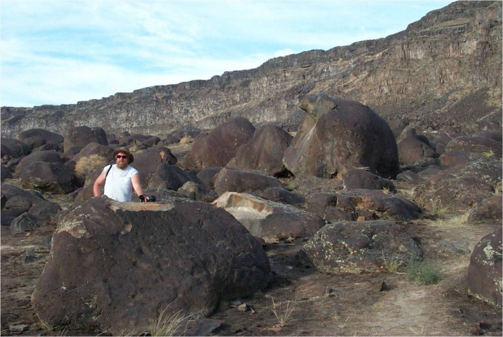 Randall Carlson amidst the Swan Falls Boulder Bar Randall Carlson amidst the Swan Falls Boulder Bar