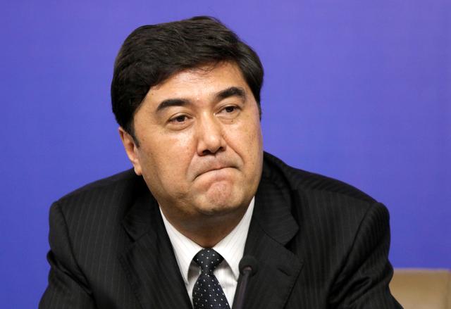 Nur Bekri, Chairman of Xinjiang Uygur Autonomous Region, attends a news conference during the annual session of China's parliament, the National People's Congress (NPC), in Beijing March 7, 2010. Picture taken March 7, 2010. REUTERS/Jason Lee