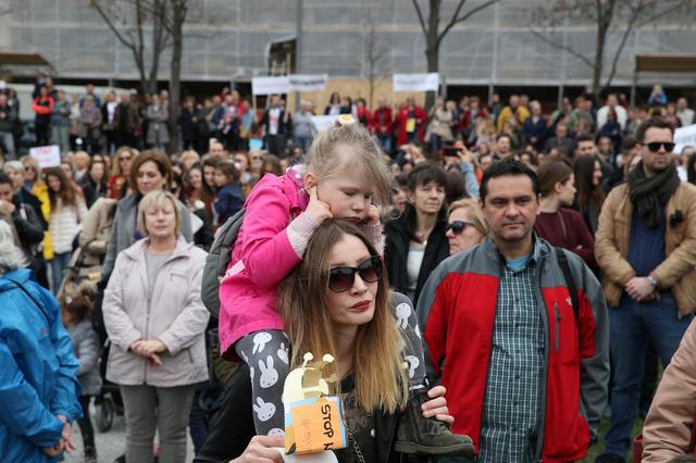 Supporters of the #spasime (#saveme) social network movement attend a protest against domestic violence in central Zagreb, Croatia, March 16, 2019. REUTERS/Marko Djurica