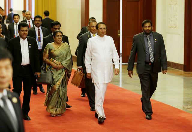 Sri Lankan President Maithripala Sirisena walks inside the Great Hall of the People in Beijing, China May 15, 2019. REUTERS/Jason Lee/Pool