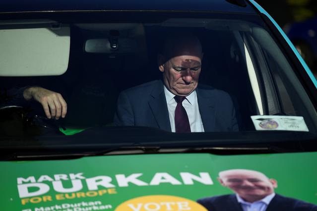 Former SDLP leader Mark Durkan, now running as a Fine Gael candidate contesting the Dublin constituency for the European Parliament elections, canvasses for votes in Dublin, Ireland, May 20, 2019. Picture taken May 20, 2019. REUTERS/Clodagh Kilcoyne
