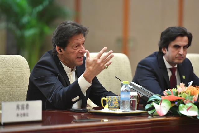 Pakistani Prime Minister Imran Khan attends a meeting with Chinese Premier Li Keqiang, not pictured, on April 28, 2019 at the Diaoyutai State Guesthouse in Beijing, China. Parker Song/Pool via REUTERS