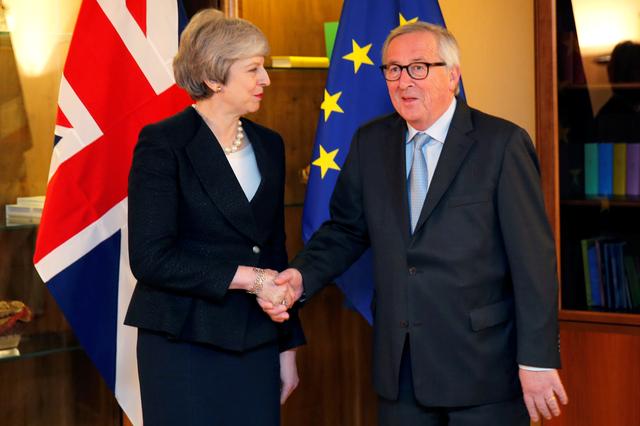 British Prime Minister Theresa May meets with European Commission President Jean-Claude Juncker in Strasbourg, France March 11, 2019. REUTERS/Vincent Kessler/Pool