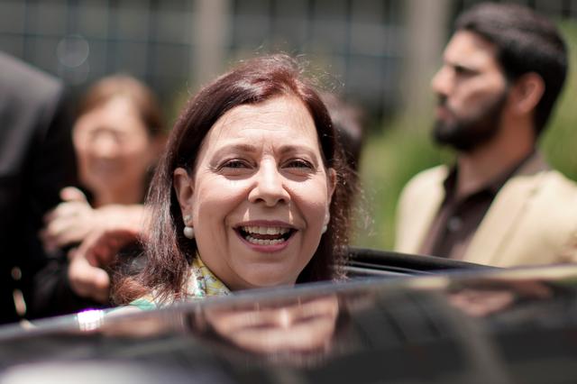 FILE PHOTO - Venezuelan opposition representative Maria Teresa Belandria, who was received as her country's official ambassador to Brazil, smiles after a news conference in Brasilia, Brazil February 11, 2019. REUTERS/Ueslei Marcelino