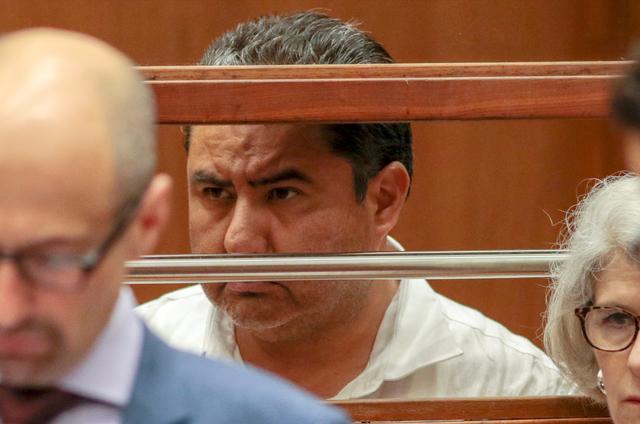 Naason Joaquin Garcia, the head of a Mexican-based church La Luz Del Mundo, which prosecutors say has more than 1 million followers worldwide, is arraigned in a courtroom in Los Angeles, California, U.S., June 5, 2019.  REUTERS/Kyle Grillot  