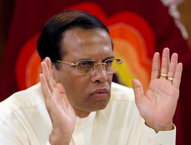 FILE PHOTO: Sri Lanka's President Maithripala Sirisena speaks during a meeting with the Foreign Correspondents Association at his residence in Colombo, Sri Lanka, Nov. 25, 2018. REUTERS/Dinuka Liyanawatte