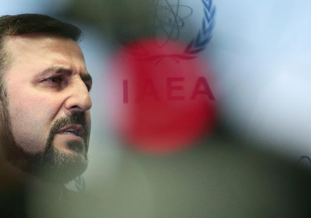 Iran's ambassador to the International Atomic Energy Agency (IAEA) Kazem Gharib Abadi speaks during a news conference after a board of governors meeting at the IAEA headquarters in Vienna, Austria July 10, 2019.  REUTERS/Lisi Niesner