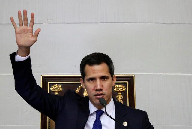 Venezuelan opposition leader Juan Guaido, who many nations have recognised as the country's rightful interim ruler, gestures as he takes part in a session of Venezuela’s National Assembly in Caracas, Venezuela July 16, 2019. REUTERS/Manaure Quintero