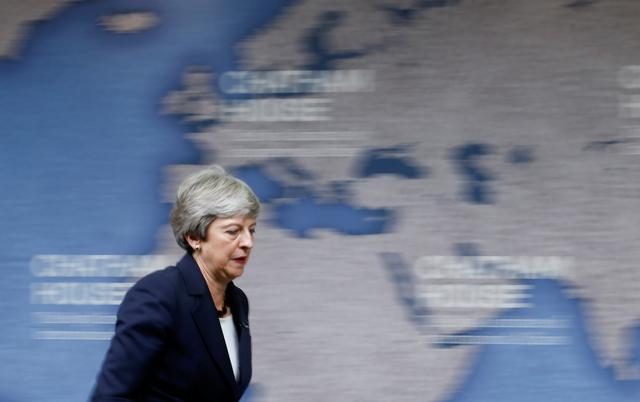 Britain's Prime Minister Theresa May walks out of stage after delivering a speech at Chatham House in London, Britain July 17, 2019. REUTERS/Henry Nicholls/Pool