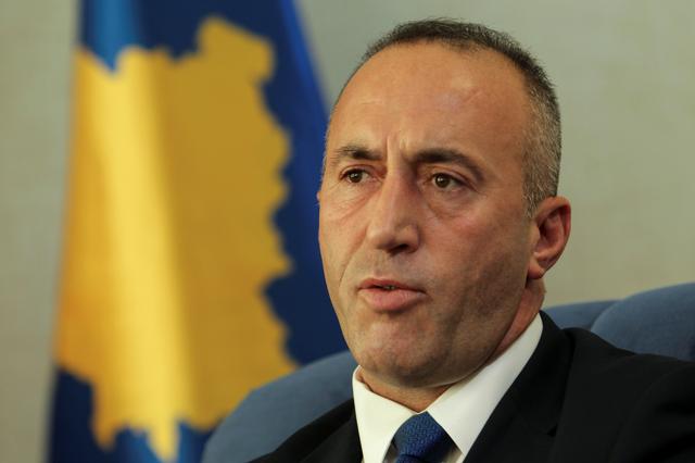 FILE PHOTO: Kosovo's Prime Minister Ramush Haradinaj talks during an interview withe Reuters in Pristina, Kosovo, October 16, 2017. REUTERS/Hazir reka