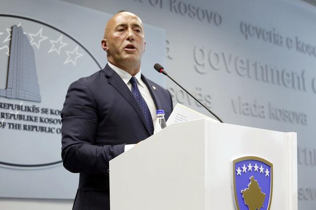 Kosovo's Prime Minister Ramush Haradinaj speaks during a press conference in Pristina, Kosovo, July 19, 2019. REUTERS/Laura Hasani
