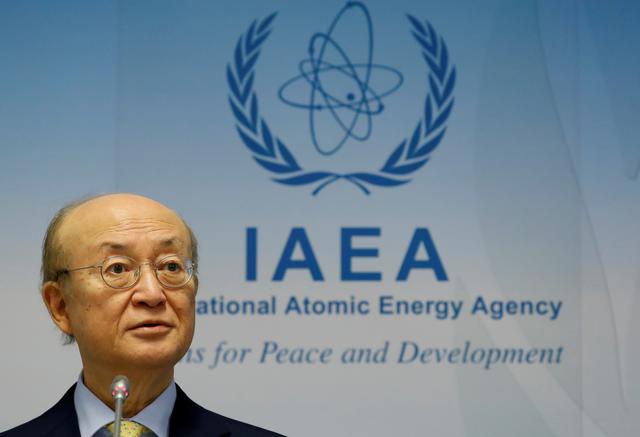 FILE PHOTO: International Atomic Energy Agency (IAEA) Director General Yukiya Amano addresses a news conference during a board of governors meeting at the IAEA headquarters in Vienna, Austria March 4, 2019.   REUTERS/Leonhard Foeger/File Photo