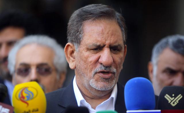 FILE PHOTO: Iranian Vice President Eshaq Jahangiri speaks during a news conference after a meeting with Iraq's top Shi'ite cleric Grand Ayatollah Ali al-Sistani in Najaf, south of Baghdad, February 18, 2015. REUTERS/Alaa Al-Marjani/File Photo