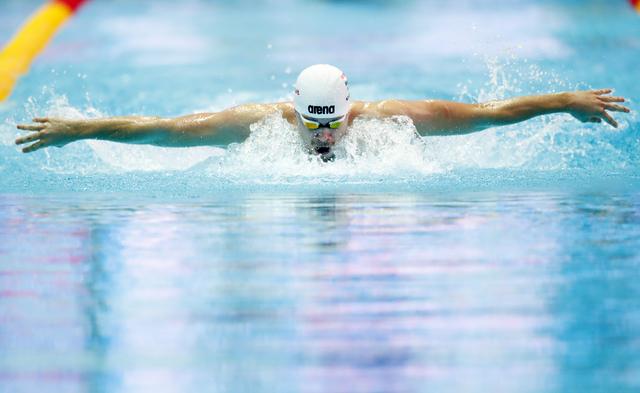 FILE PHOTO: Swimming - 18th FINA World Swimming Championships - Men's 200m Butterfly Heats - Nambu University Municipal Aquatics Center, Gwangju, South Korea - July 23, 2019. Tamas Kenderesi of Hungary competes. REUTERS/Kim Hong-Ji
