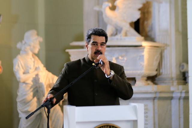FILE PHOTO: Venezuela's President Nicolas Maduro speaks during a ceremony to commemorate the Bicentennial of the Battle in the Vargas Swamp at the National Pantheon in Caracas, Venezuela July 25, 2019. Miraflores Palace/Handout via REUTERS 