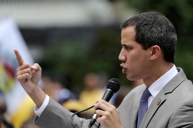 Venezuelan opposition leader Juan Guaido, who many nations have recognised as the country's rightful interim ruler, speaks during a gathering with supporters in Caracas, Venezuela August 7, 2019. REUTERS/Manaure Quintero