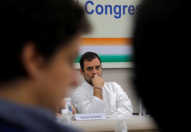 FILE PHOTO: Rahul Gandhi, leader of India's main opposition Congress party, attends a Congress Working Committee (CWC) meeting in New Delhi, India, August 10, 2019. REUTERS/Anushree Fadnavis