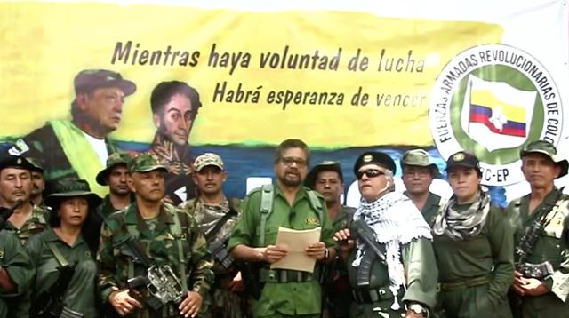 Former FARC Commander known by his alias Ivan Marquez reads a statement that they will take they insurgency once again, in this undated screen grab obtained from a video released on August 29, 2019. FORMER FARC DISSIDENCE HANDOUT/Reuters TV via REUTERS ATTENTION EDITORS - THIS IMAGE HAS BEEN SUPPLIED BY A THIRD PARTY.