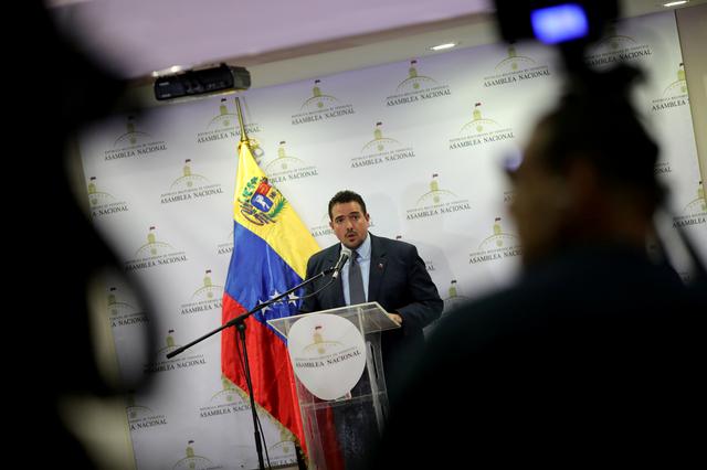 Stalin Gonzales, vice president of Venezuela's National Assembly speaks during a news conference in Caracas, Venezuela September 2, 2019. REUTERS/Manaure Quintero