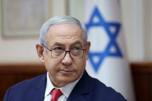FILE PHOTO: Israeli Prime Minister Benjamin Netanyahu attends the weekly cabinet meeting in Jerusalem September 8, 2019. Abir Sultan/Pool via REUTERS