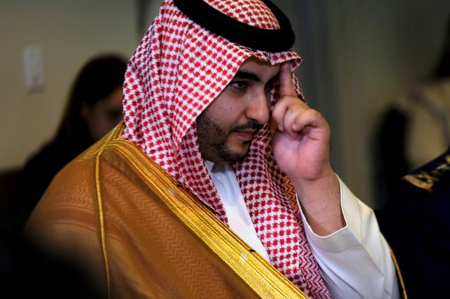 FILE PHOTO - Saudi Arabia's Deputy Defense Minister Prince Khalid bin Salman gestures during a meeting at the Pentagon in Washington, U.S., August 29, 2019. REUTERS/James Lawler Duggan
