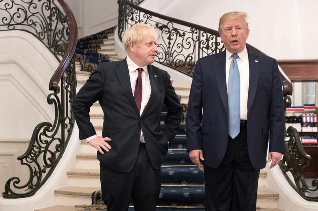 Britain's Prime Minister Boris Johnson meets U.S. President Donald Trump for bilateral talks during the G7 summit in Biarritz, France August 25, 2019. Stefan Rousseau/Pool via REUTERS