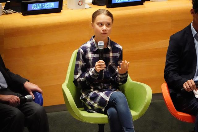 Swedish environmental activist Greta Thunberg speaks at the Youth Climate Summit at United Nations HQ in the Manhattan borough of New York, New York, U.S., September 21, 2019. REUTERS/Carlo Allegri