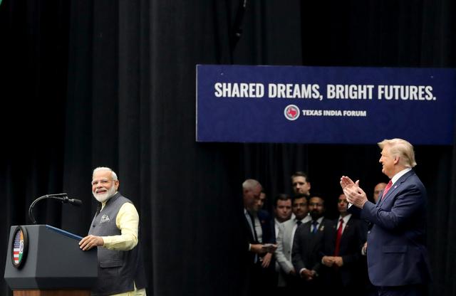 U.S. President Donald Trump and India's Prime Minister Narendra Modi participate in the Howdy Modi event in Houston, Texas, U.S., September 22, 2019. REUTERS/Jonathan Ernst