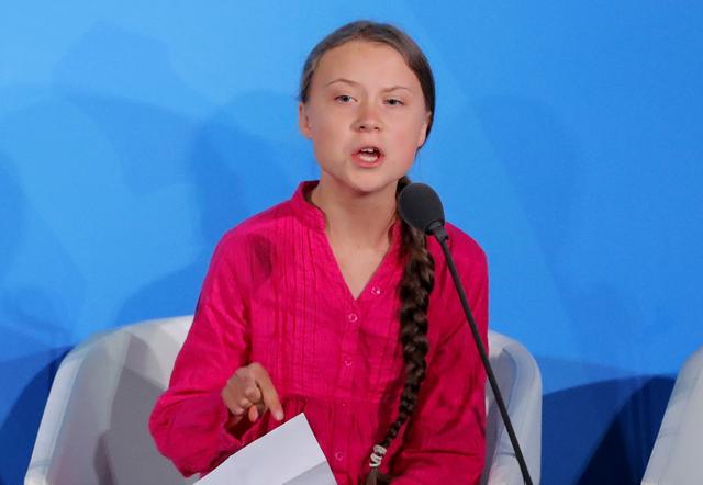 16-year-old Swedish Climate activist Greta Thunberg speaks at the 2019 United Nations Climate Action Summit at U.N. headquarters in New York City, New York, U.S., September 23, 2019. REUTERS/Lucas Jackson
