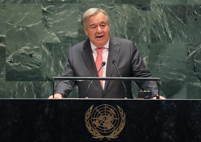 FILE PHOTO: United Nations Secretary General Antonio Guterres addresses the opening of the 74th session of the United Nations General Assembly at U.N. headquarters in New York City, New York, U.S., September 24, 2019. REUTERS/Lucas Jackson
