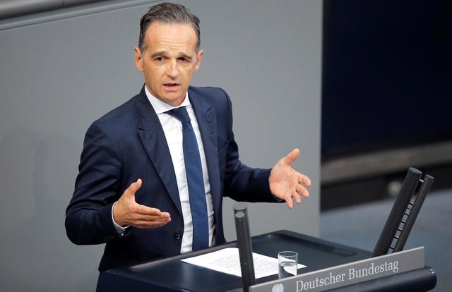 FILE PHOTO: German Foreign Minister Heiko Maas speaks during the budget debate in the Bundestag, the lower house of parliament in Berlin, Germany September 11, 2019.     REUTERS/Axel Schmidt