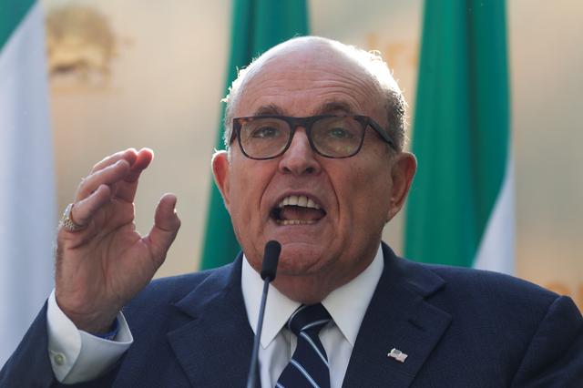 FILE PHOTO: Former New York City Mayor Rudy Giuliani speaks during a rally to support a leadership  change in Iran outside the U.N. headquarters in New York City, New York, U.S., September 24, 2019. REUTERS/Shannon Stapleton