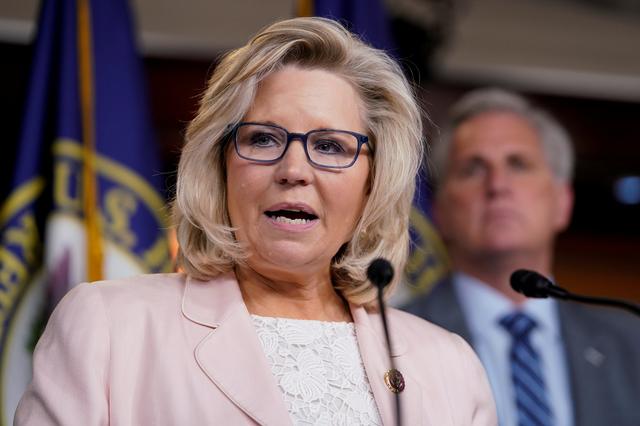 FILE PHOTO: House Republican Conference Chair Liz Cheney speaks at a news conference on Capitol Hill in Washington, U.S., May 8, 2019. REUTERS/Aaron P. Bernstein