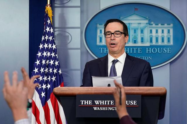 U.S. Treasury Secretary Steve Mnuchin speaks about sanctions against Turkey at a news briefing at the White House in Washington, U.S., October 11, 2019. REUTERS/Yuri Gripas