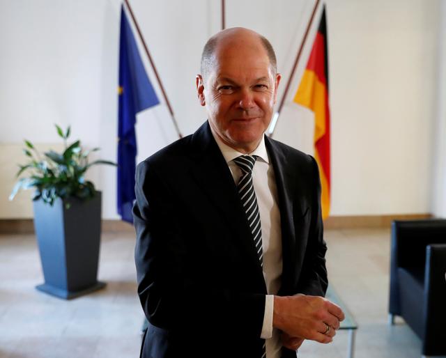 German Finance Minister Olaf Scholz is pictured in his office during an interview with Reuters in Berlin, Germany, October 15, 2019.     REUTERS/Fabrizio Bensch