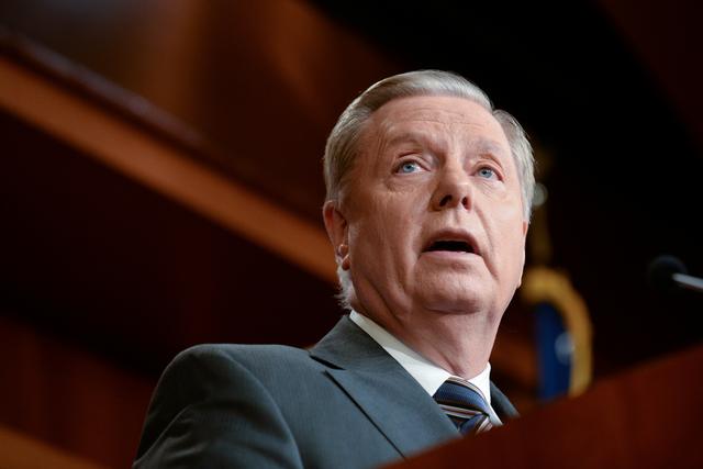 Sen. Lindsey Graham (R-SC) announces a bipartisan agreement on Turkey sanctions during a news conference on Capitol Hill in Washington, U.S., October 17, 2019. REUTERS/Erin Scott