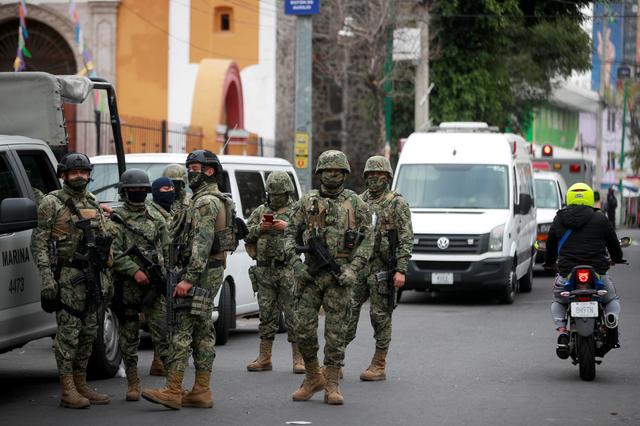 Mexican Marines are pictured during a raid on a warren of clandestine tunnels and alleged drug laboratories at Tepito neighborhood in downtown Mexico City, Mexico October 22, 2019. REUTERS/Stringer 
