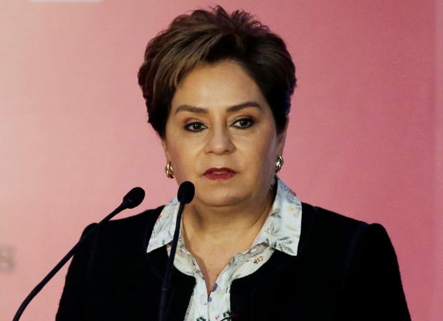 FILE PHOTO - Executive Secretary of the UN Framework Convention on Climate Change Patricia Espinosa gives a speech during the Women4Climate conference in Mexico City, Mexico February 26, 2018. REUTERS/Henry Romero