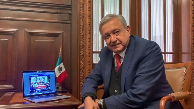 FILE PHOTO: Mexico's President Andres Manuel Lopez Obrador celebrates the U.S. House approval of the USMCA North American trade deal at the National Palace in Mexico City, Mexico, December 19, 2019. Mexico's Presidency/Handout via REUTERS 