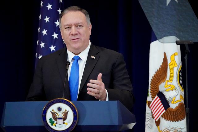 FILE PHOTO: U.S. Secretary of State Mike Pompeo delivers remarks on human rights in Iran at the State Department in Washington, U.S., December 19, 2019. REUTERS/Erin Scott/File Photo