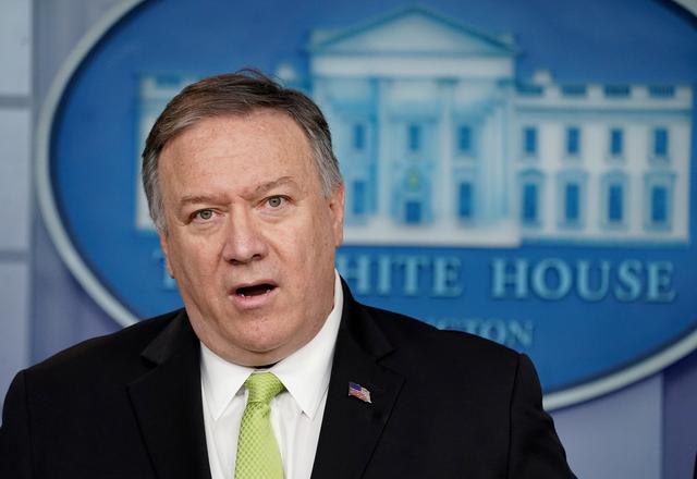 FILE PHOTO: U.S. Secretary of State Mike Pompeo announces new sanctions on Iran in the Brady Press Briefing Room of the White House in Washington, U.S., January 10, 2020. REUTERS/Kevin Lamarque/File Photo