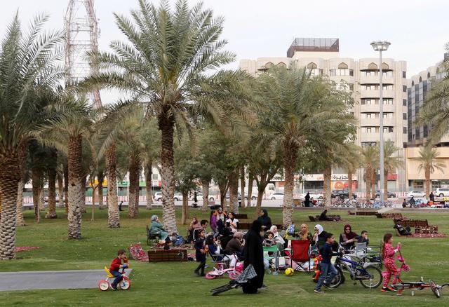 FILE PHOTO: Visitors are seen at King Fahd Library Garden, following the outbreak of coronavirus, in Riyadh, Saudi Arabia March 12, 2020. Picture taken March 12, 2020. REUTERS/Ahmed Yosri