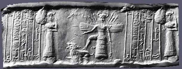Cylinder seal depicting the descent of Inanna. Credit: The Oriental Institute, University of Chicago. Unlike Jacob’s Ladder, which is represented with rungs or steps, Inanna/Ishtar passed through seven gates.