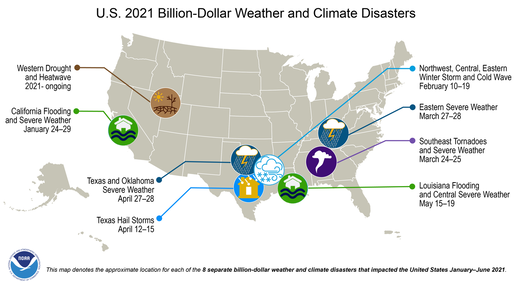 Billion dollar US weather events 2021